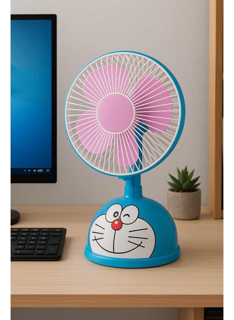 مروحة مكتب صغيرةfan cartoon fashion  – سرعتان تشغيل – تصميم خفيف الوزن قابل للتدوير – محرك عالي الأداء – صديقة للبيئة – موفرة للطاقة – تصميم بشكل مناسب للاطفال - Image 2