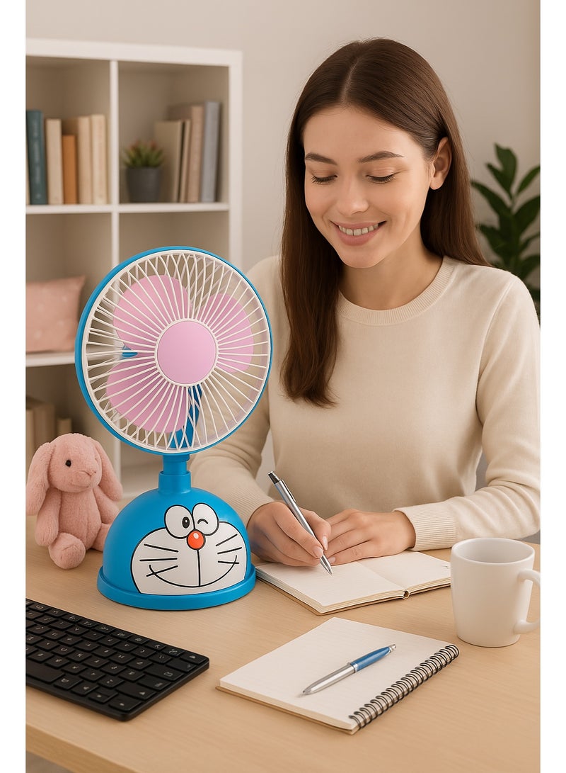 مروحة مكتب صغيرةfan cartoon fashion  – سرعتان تشغيل – تصميم خفيف الوزن قابل للتدوير – محرك عالي الأداء – صديقة للبيئة – موفرة للطاقة – تصميم بشكل مناسب للاطفال - Image 4