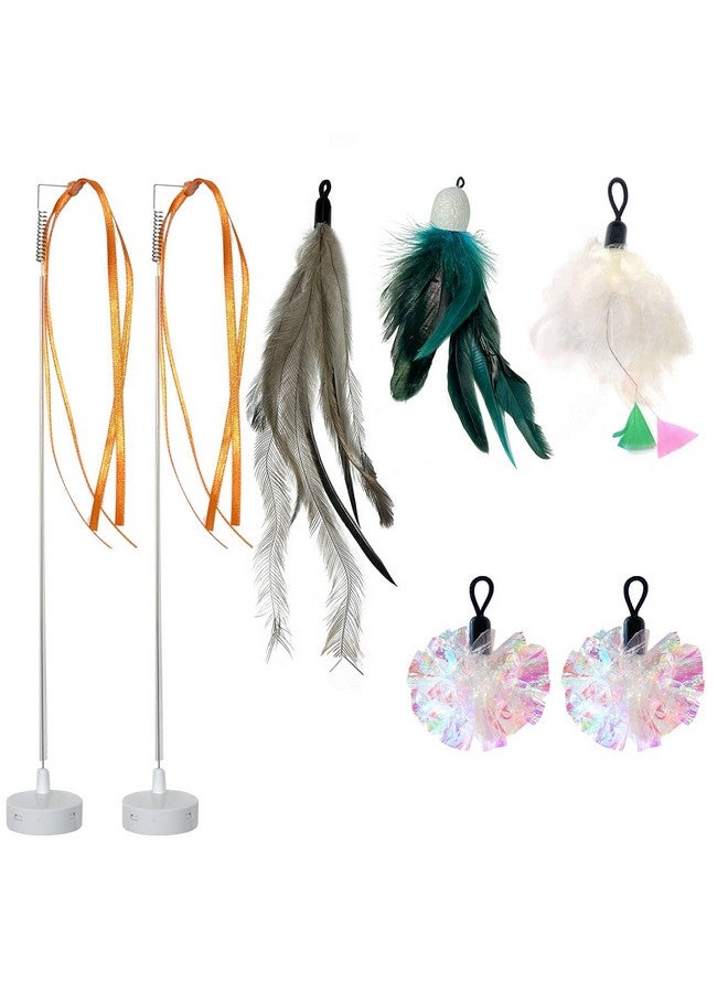 ORSDA 3in1 Interactive Cat Toys Replacement Attachments 7PCS Cat Teaser Toy Refills Cat Wand Attachments - Image 1