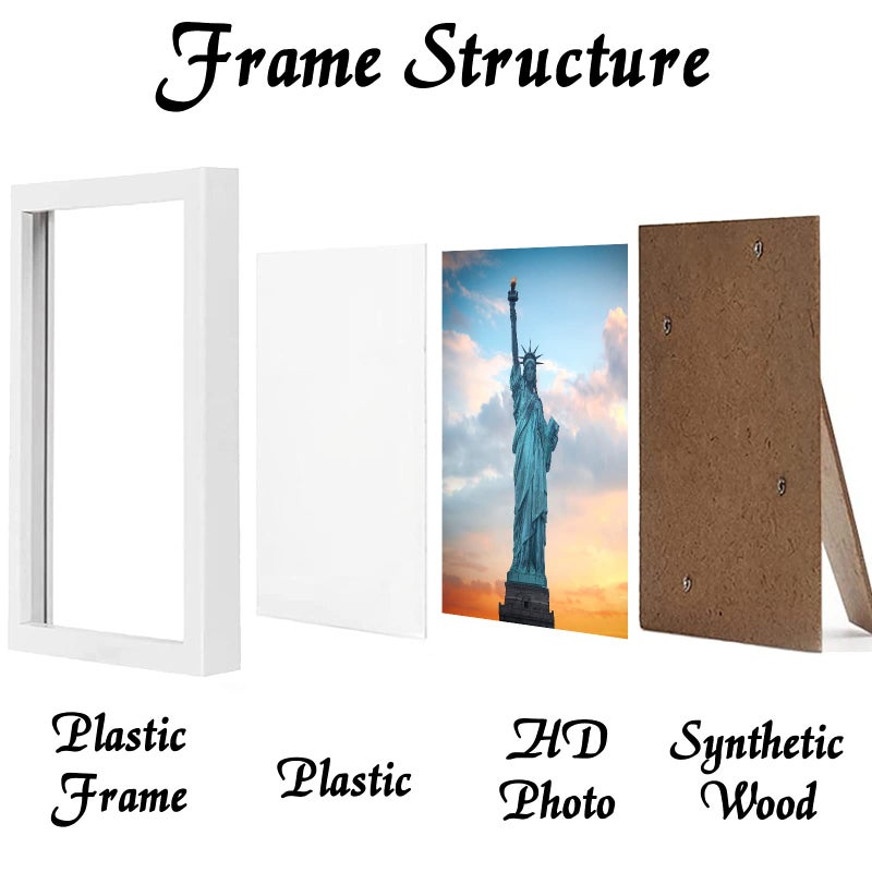 OMAIGAR 9x9 Picture Frame for 9by9 Square Poster Photo Canvas Certificate White High Transparent Photo Frame Wall Desktop Horizontal Vertical 9 x 9 - Image 2