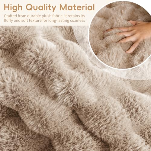 Arfntevss Couch Cover for Dogs Plush Washable Sofa Covers for 3 Cushion Couch Pet Friendly Fuzzy Faux Fur Sofa Slipcovers 3 Seat Anti-Slip Sectional Furniture Protector (Velvety Khaki, 35.5" x 71") - Image 2