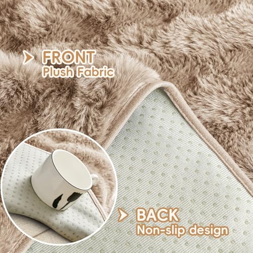 Arfntevss Couch Cover for Dogs Plush Washable Sofa Covers for 3 Cushion Couch Pet Friendly Fuzzy Faux Fur Sofa Slipcovers 3 Seat Anti-Slip Sectional Furniture Protector (Velvety Khaki, 35.5" x 71") - Image 4