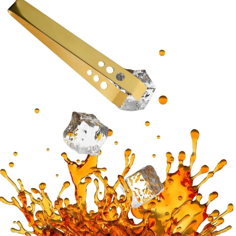 FINALITY finality PVD Coated Stainless Steel Ice Tong Ice Picker Bar Accessories Tools Mini Serving Tongs for Sugar Cubes Salad U Shaped Party Hotel Home67 GoldPack of 1 - Image 2