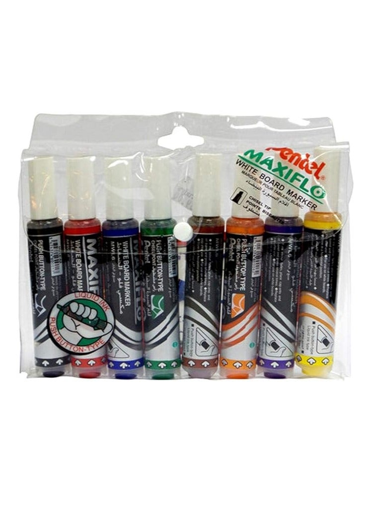 Pentel Wlt Mwl6-08 Maxiflo White Board Marker Set Of 8