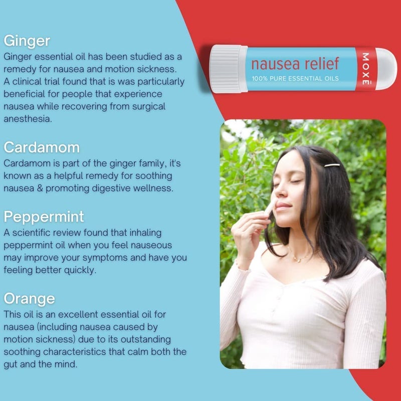 MOXE Nausea Nasal Inhaler Sticks, All Natural Essential Oil Blend, Ginger, Cardamom, Peppermint, Sweet Orange, Upset Stomach, Headaches, Easy-to-Use Portable Aromatherapy, Made in USA, 1 Pack - Image 5