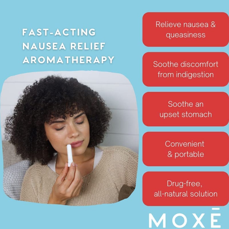 MOXE Nausea Nasal Inhaler Sticks, All Natural Essential Oil Blend, Ginger, Cardamom, Peppermint, Sweet Orange, Upset Stomach, Headaches, Easy-to-Use Portable Aromatherapy, Made in USA, 1 Pack - Image 3