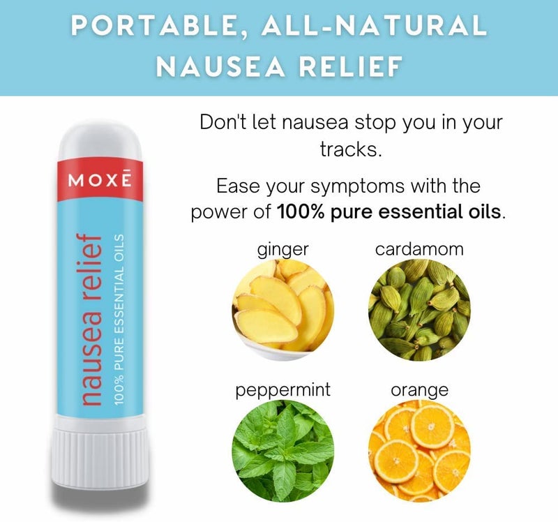 MOXE Nausea Nasal Inhaler Sticks, All Natural Essential Oil Blend, Ginger, Cardamom, Peppermint, Sweet Orange, Upset Stomach, Headaches, Easy-to-Use Portable Aromatherapy, Made in USA, 1 Pack - Image 2