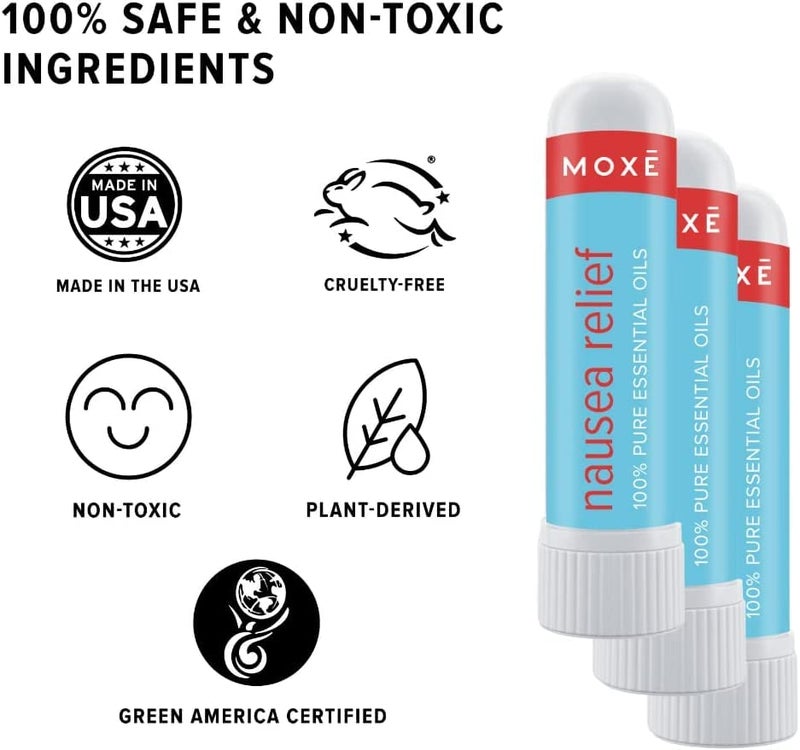 MOXE Nausea Nasal Inhaler Sticks, All Natural Essential Oil Blend, Ginger, Cardamom, Peppermint, Sweet Orange, Upset Stomach, Headaches, Easy-to-Use Portable Aromatherapy, Made in USA, 1 Pack - Image 4