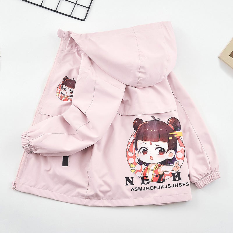 Girls' Charge Jacket Spring Clothes Western Style Children'S Style Middle And Big Children'S Nezha Sports Top Fashionable - Image 3