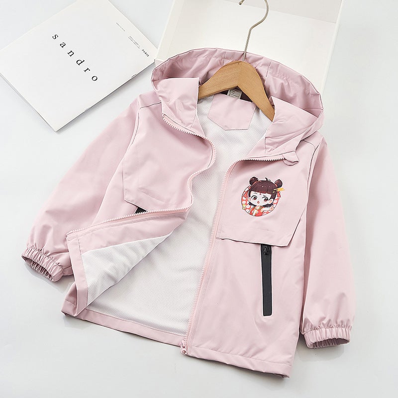 Girls' Charge Jacket Spring Clothes Western Style Children'S Style Middle And Big Children'S Nezha Sports Top Fashionable - Image 2