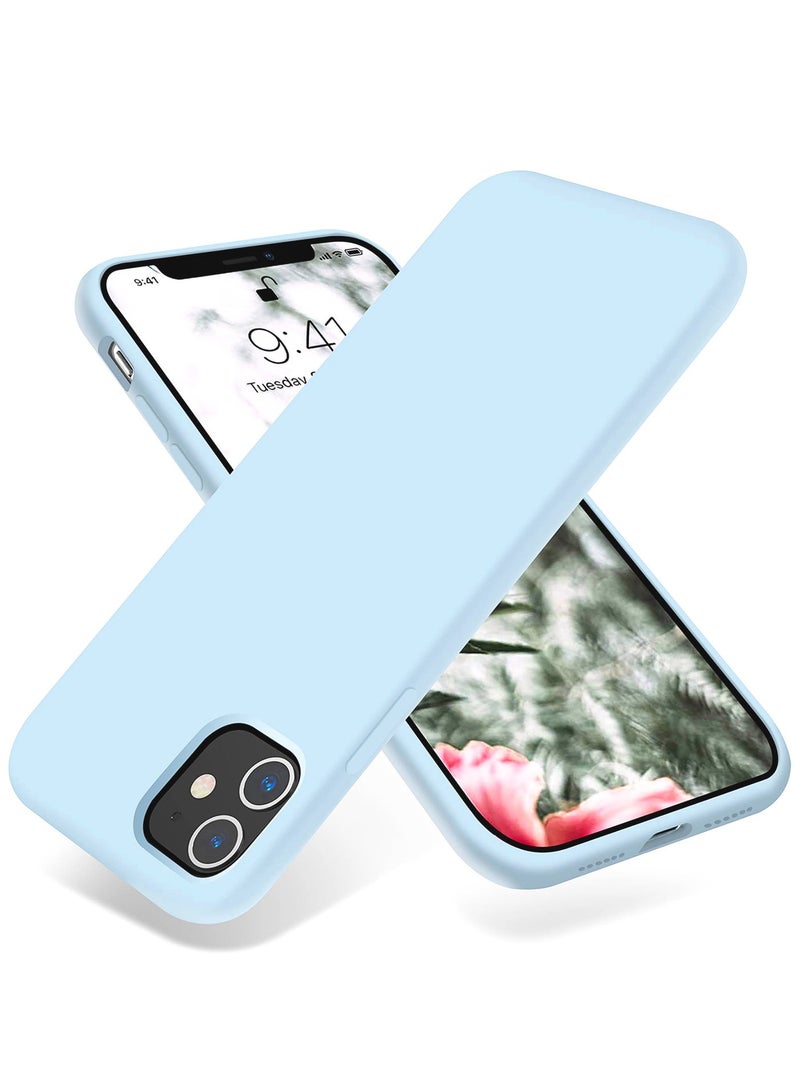 جراب متوافق مع iPhone 11 مقاس 6.1 بوصة، جراب هاتف نحيف من السيليكون السائل مكون من 4 طبقات من المطاط الهلامي الناعم المقاوم للصدمات مع بطانة من الألياف الدقيقة المضادة للخدش (أزرق فاتح) - Image 1