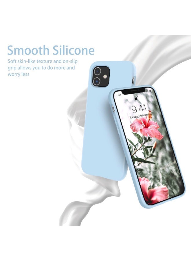 جراب متوافق مع iPhone 11 مقاس 6.1 بوصة، جراب هاتف نحيف من السيليكون السائل مكون من 4 طبقات من المطاط الهلامي الناعم المقاوم للصدمات مع بطانة من الألياف الدقيقة المضادة للخدش (أزرق فاتح) - Image 2
