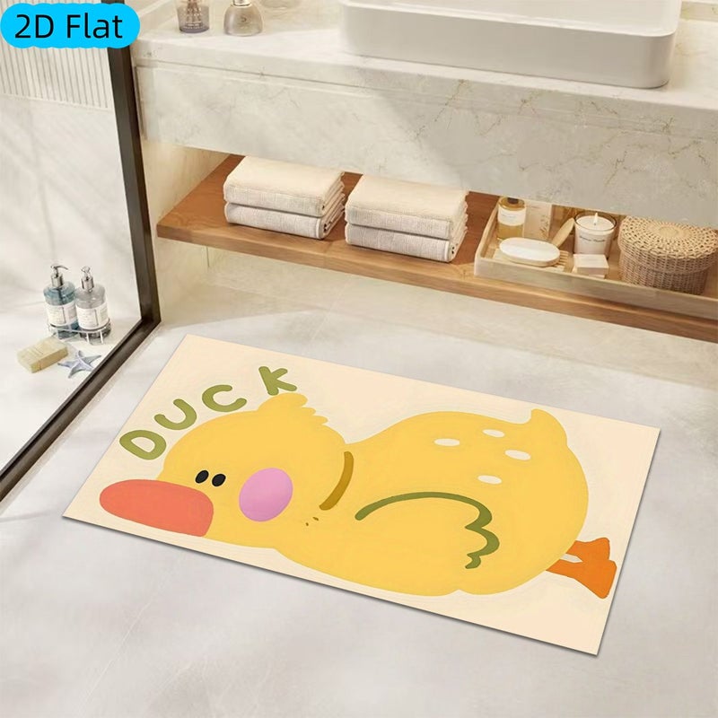 1pc Cartoon Duck Bath Mat Flannel Soft Comfortable Machine Washable 45x75cm For Bedroom Living Room Bathroom Balcony Laundry Room Decor - Image 2
