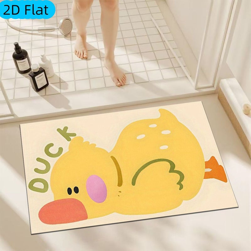 1pc Cartoon Duck Bath Mat Flannel Soft Comfortable Machine Washable 45x75cm For Bedroom Living Room Bathroom Balcony Laundry Room Decor - Image 5