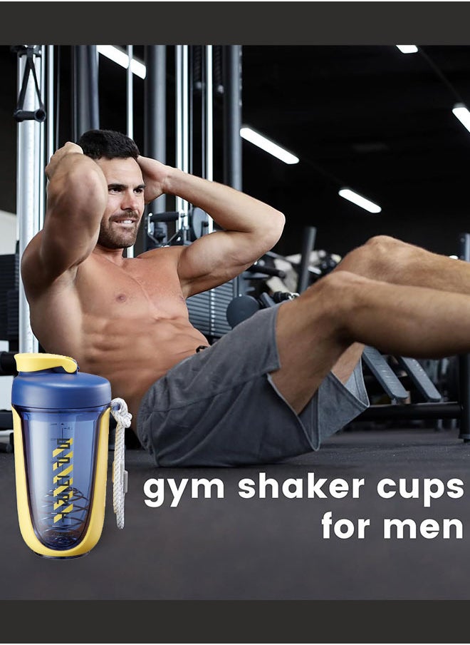 Arabest - Shaker Bottle For Protein Shake Compact Size Gym Bottles Bpa Free Leakproof, 590 Ml Blue Yellow - Plastic - Image 1