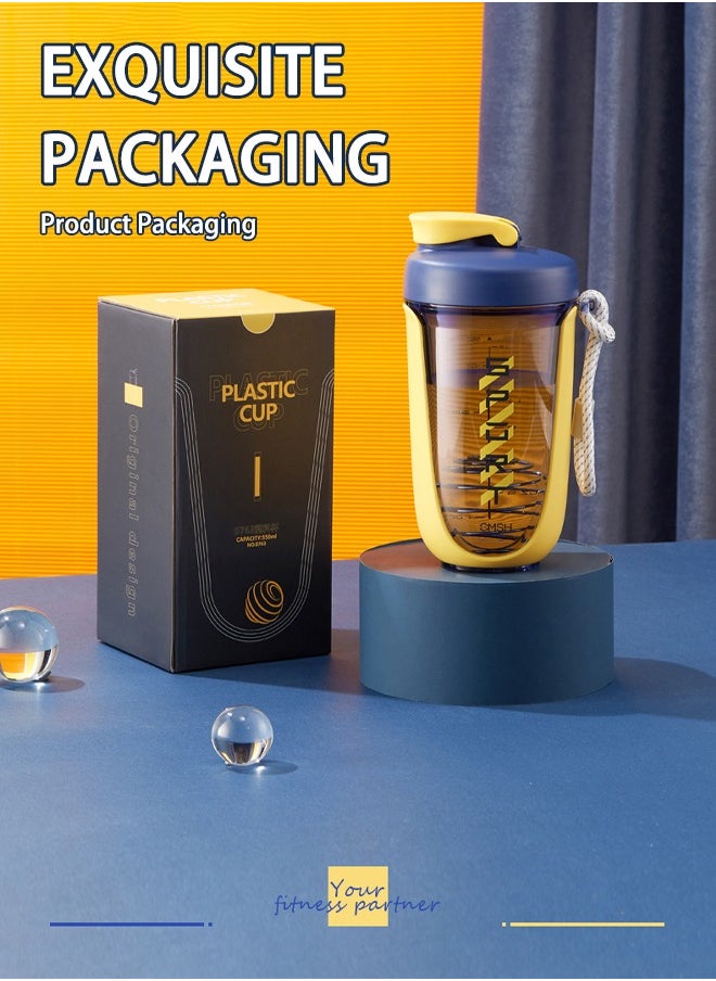 Arabest - Shaker Bottle For Protein Shake Compact Size Gym Bottles Bpa Free Leakproof, 590 Ml Blue Yellow - Plastic - Image 1