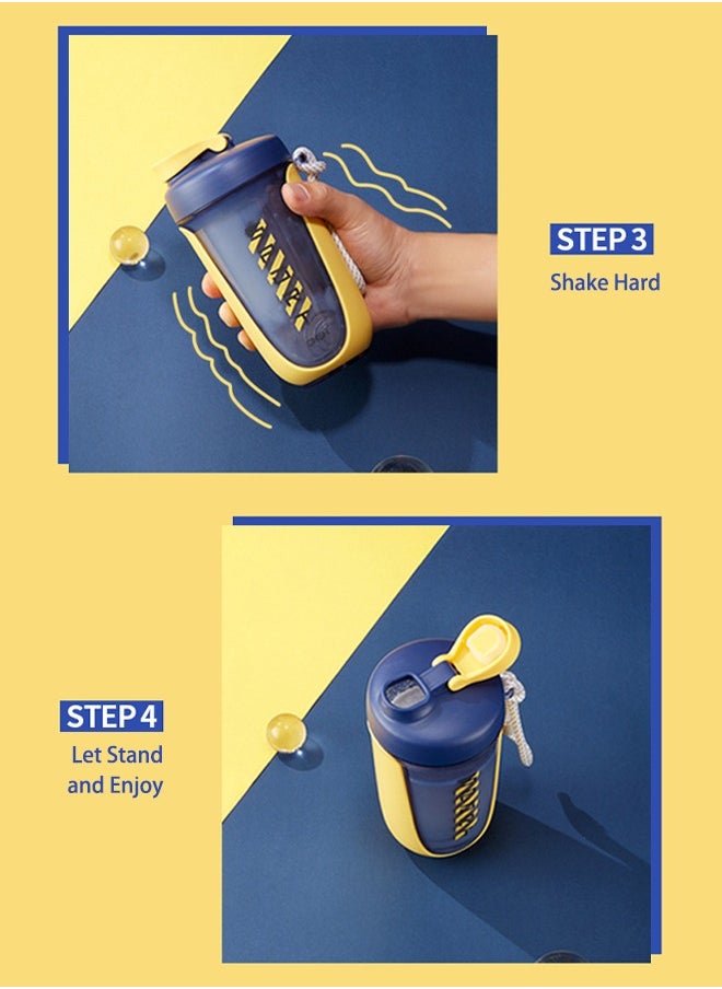 Arabest - Shaker Bottle For Protein Shake Compact Size Gym Bottles Bpa Free Leakproof, 590 Ml Blue Yellow - Plastic - Image 1