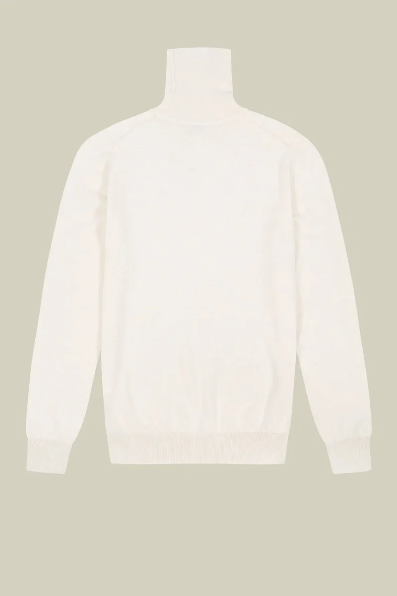 دوبل غانغر Men's regular fit high neck jumper in wool and cotton - Off White