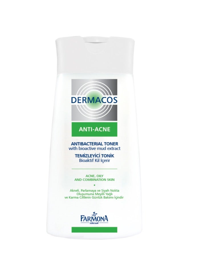 Dermacos Anti-Acne Antibacterial Face Toner, With Bioactive Mud Extract, Tea Tree & Zinc PCA, Oil Control & Pore Cleansing for Oily, Acne-Prone & Combination Skin