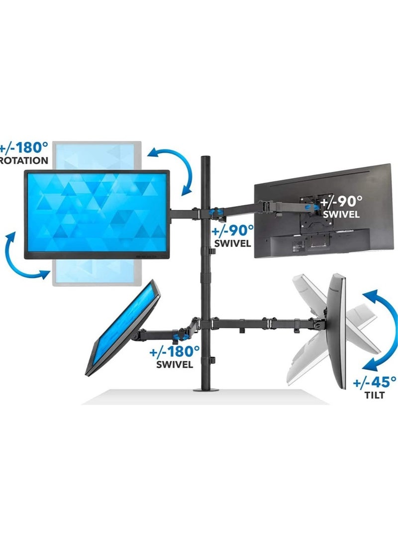 حامل مكتب لشاشات LCD LED رباعية قابل للتعديل لتحمل 4 شاشات 14"-26" | قابل للتعديل في الارتفاع | للألعاب | التداول | تحرير الفيديو | المراقبة - Image 5