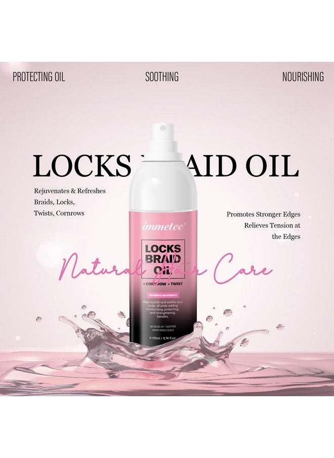 Immetee immetee Locks & Braids Oil - Refreshes Dry & Itchy Scalp, Promotes Stronger Edges & Adds Shine to Braids, Twists, Cornrows. 170ml/5.74fl oz  - Image 3