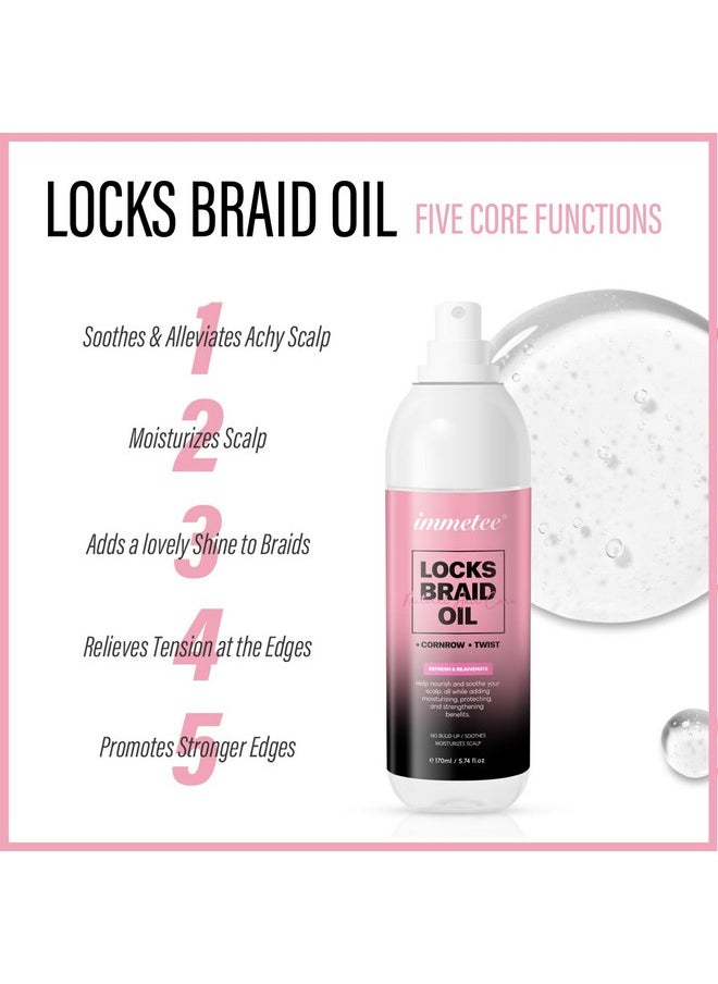 Immetee immetee Locks & Braids Oil - Refreshes Dry & Itchy Scalp, Promotes Stronger Edges & Adds Shine to Braids, Twists, Cornrows. 170ml/5.74fl oz  - Image 4