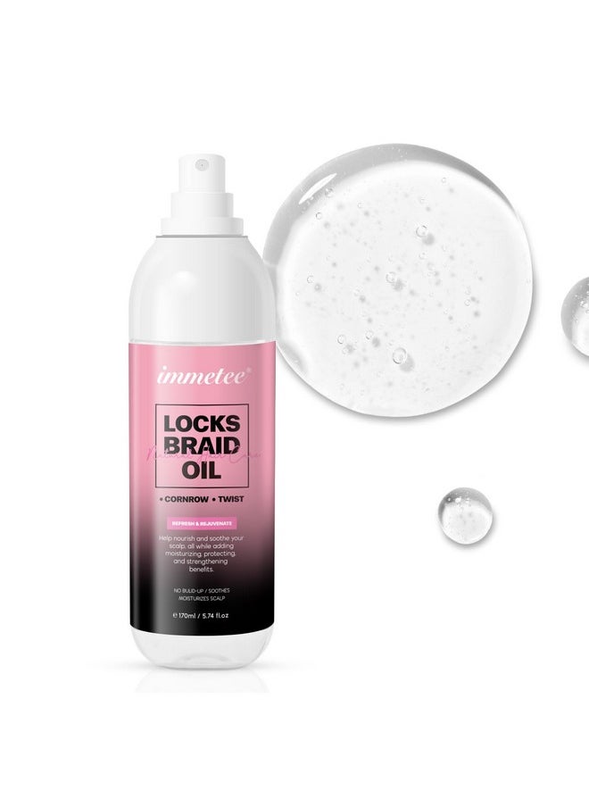 Immetee immetee Locks & Braids Oil - Refreshes Dry & Itchy Scalp, Promotes Stronger Edges & Adds Shine to Braids, Twists, Cornrows. 170ml/5.74fl oz  - Image 1