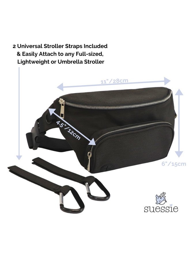 suessie حقيبة ظهر فاني مع وسادة تغيير الأطفال وجيب مناديل مائية منظم عربة أطفال أسود - Image 5