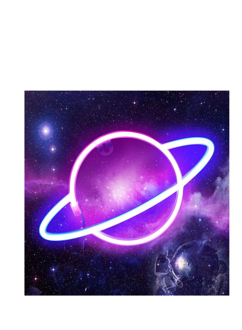SYOSI Planet Neon Signs LED Neon Wall Hanging Sign Lights Planet Night Lamp, for Bedroom, Kids Room, Party, Birthday, New Year Decoration - Image 3