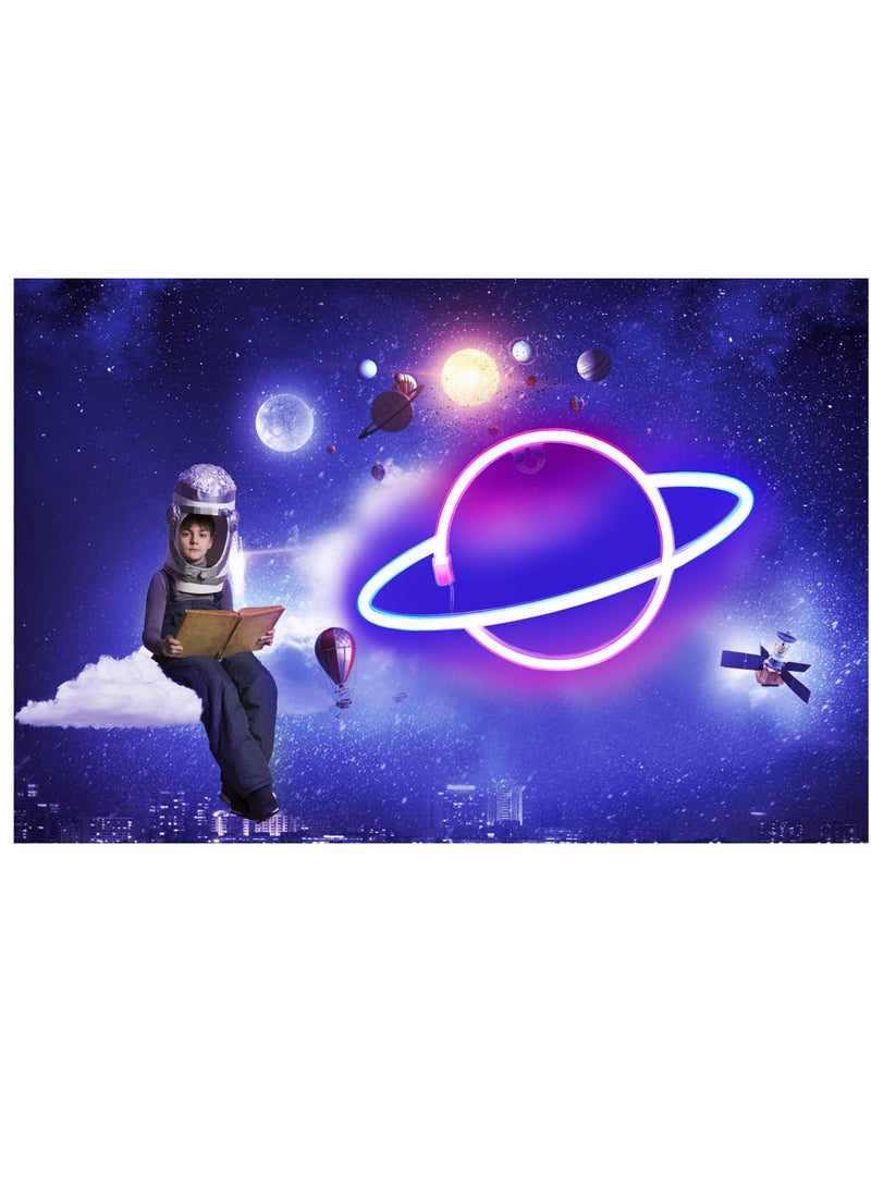 SYOSI Planet Neon Signs LED Neon Wall Hanging Sign Lights Planet Night Lamp, for Bedroom, Kids Room, Party, Birthday, New Year Decoration - Image 5