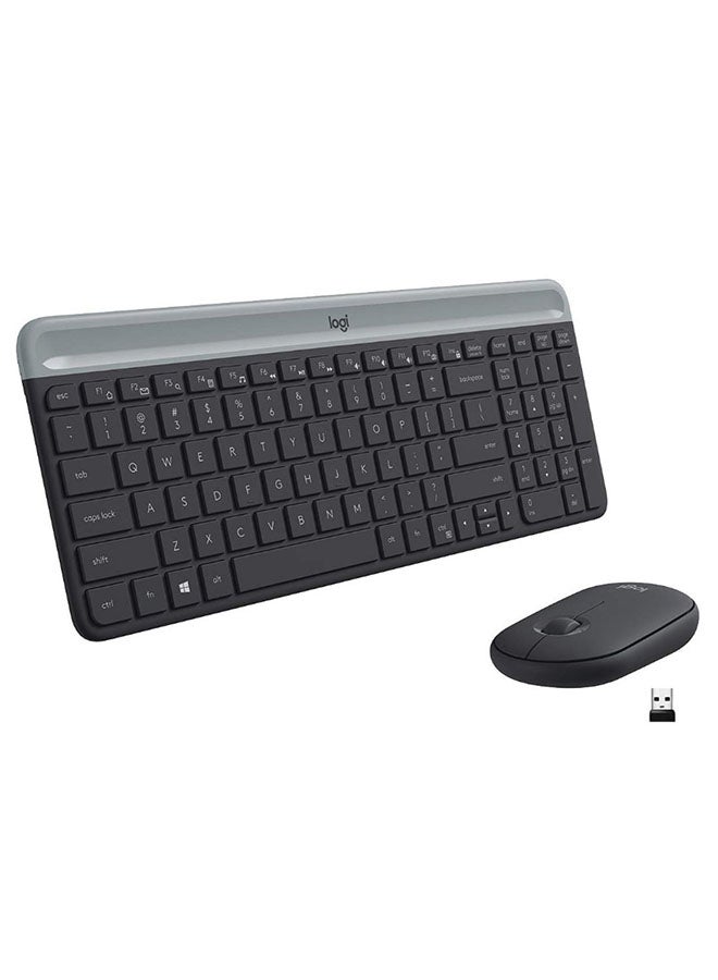 Logitech Mk470 Slim Wireless Keyboard & Mouse Combo For Windows, 2.4Ghz Unifying Usb-Receiver, Low Profile, Whisper-Quiet, Long Battery Life, Optical Mouse, Pc/Laptop, US English Layout Black/Grey - Image 2