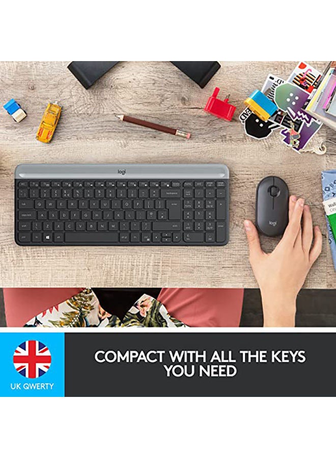 Logitech Mk470 Slim Wireless Keyboard & Mouse Combo For Windows, 2.4Ghz Unifying Usb-Receiver, Low Profile, Whisper-Quiet, Long Battery Life, Optical Mouse, Pc/Laptop, US English Layout Black/Grey - Image 3