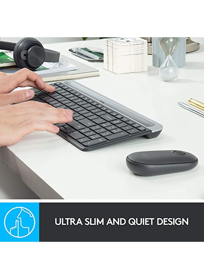 Logitech Mk470 Slim Wireless Keyboard & Mouse Combo For Windows, 2.4Ghz Unifying Usb-Receiver, Low Profile, Whisper-Quiet, Long Battery Life, Optical Mouse, Pc/Laptop, US English Layout Black/Grey - Image 4