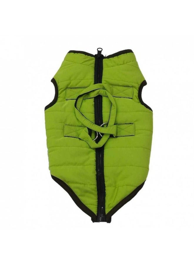 سترة شتوية مبطنة للكلاب باللون الأخضر الليموني