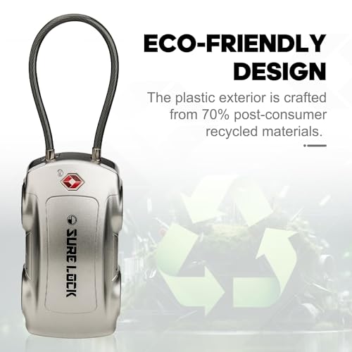 SURE LOCK TSA Approved Luggage Locks, 4 Digit Combination Travel Luggage Locks Resettable Code Lock with Zinc Alloy Body for Suitcase, Toolbox, Backpack, Bag, Gym Locker Car Shape Design 1 Pack Grey - Image 3