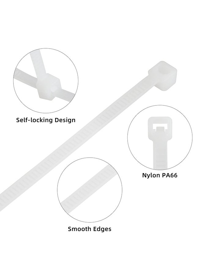 Nylon Cable Ties 100 Pack White Various Sizes Multi-Purpose Self-Locking Nylon Cable Cord Management Suitable For Home, Office, Garden, Workshop Plastic Cable Tie Length 650mm  - Image 1