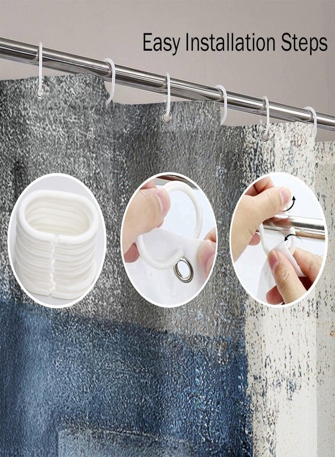 ArtSocket Shower Curtain Gray Contemporary Blue and Grey Abstract Painting White Interior Home Bathroom Decor Polyester Fabric Waterproof 72 x 72 Inches Set with Hooks - Image 4