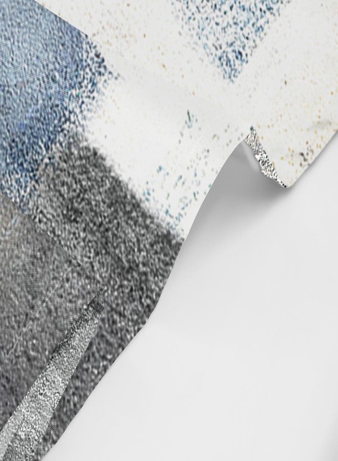 ArtSocket Shower Curtain Gray Contemporary Blue and Grey Abstract Painting White Interior Home Bathroom Decor Polyester Fabric Waterproof 72 x 72 Inches Set with Hooks - Image 5