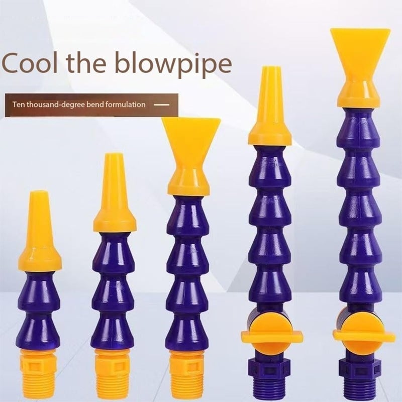 Flexible coolant pipe, 10pcs universal spray plastic water and oil 1/4, 3/8, 1/2 threaded hose flat/round nozzle Flat head nozzle 1/2 800mm - Image 2