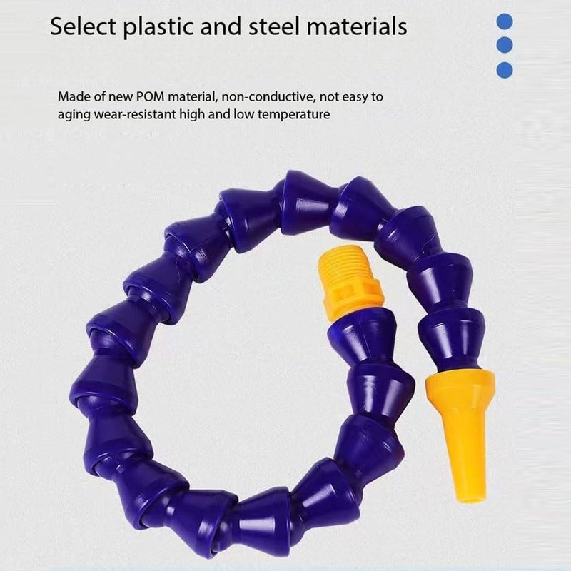 Flexible coolant pipe, 10pcs universal spray plastic water and oil 1/4, 3/8, 1/2 threaded hose flat/round nozzle Flat head nozzle 1/2 800mm - Image 4