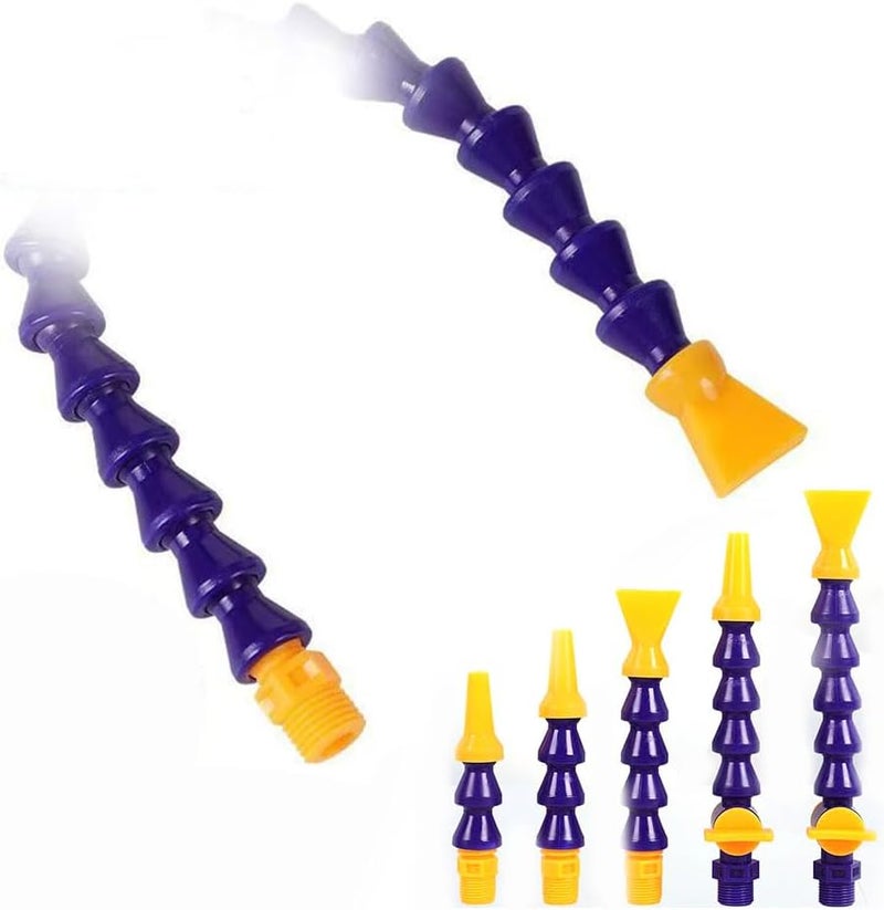 Flexible coolant pipe, 10pcs universal spray plastic water and oil 1/4, 3/8, 1/2 threaded hose flat/round nozzle Flat head nozzle 1/2 800mm - Image 1