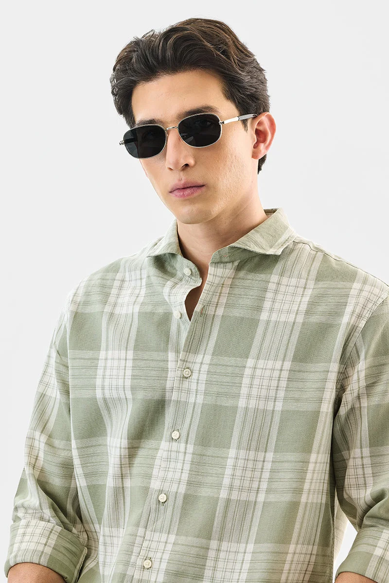 SNITCH Regular Fit Linen Blend Checks Shirt