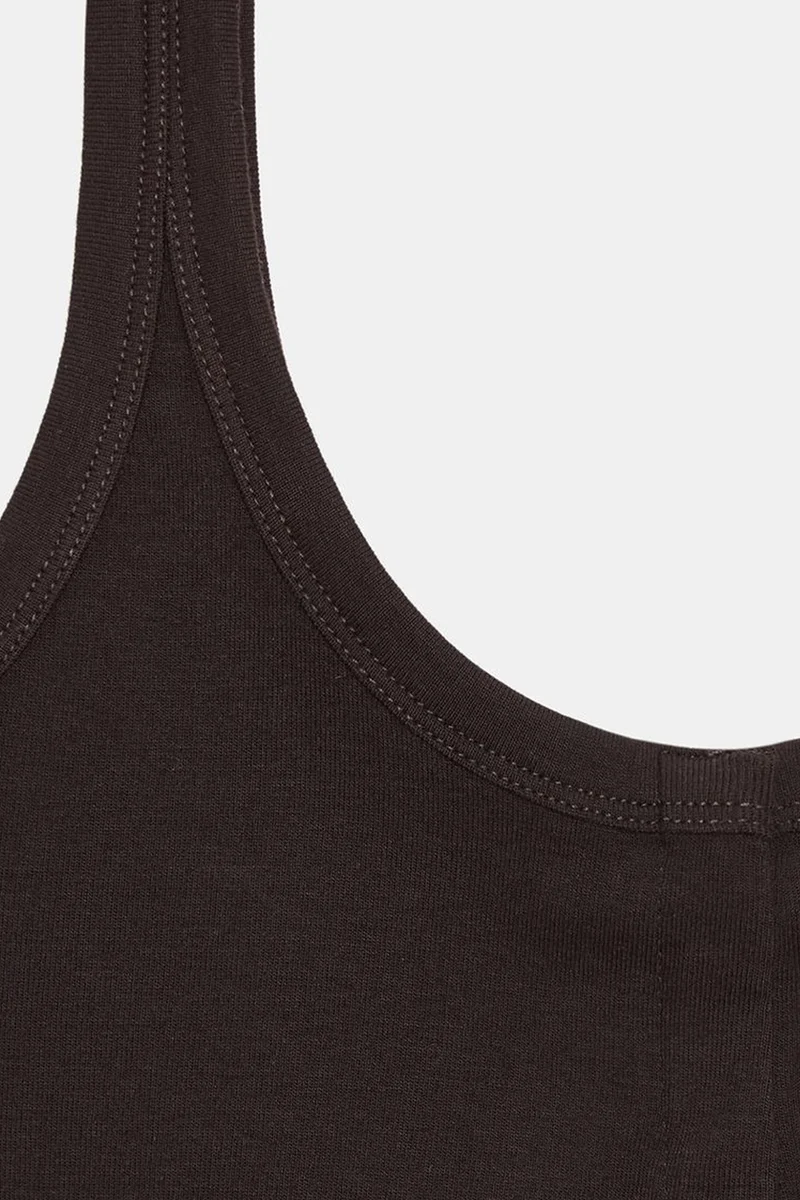 Dilvin Coffee Brown DILVIN Ribbed Crop Cami Blouse for Women | Best Price UAE