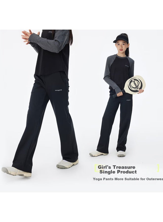 Onmygame Girls' Long Pants Casual Sports Cloud Gray Fleece-lined Style 120