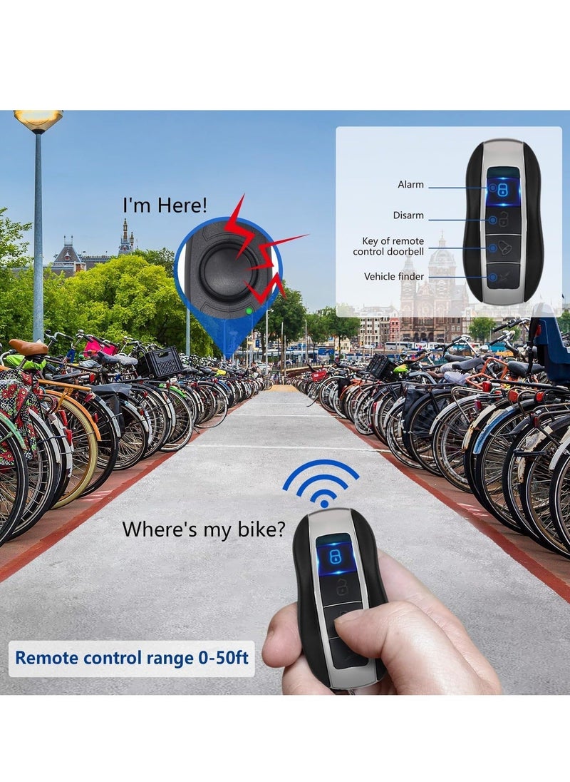 Generic - USB Rechargeable Bike Alarm with Remote, 110dB Loud Wireless Anti Theft Vibration Motion Sensor Vehicle Security Alarm System Waterproof Bicycle Trailer Motorcycle Alarm - Image 1