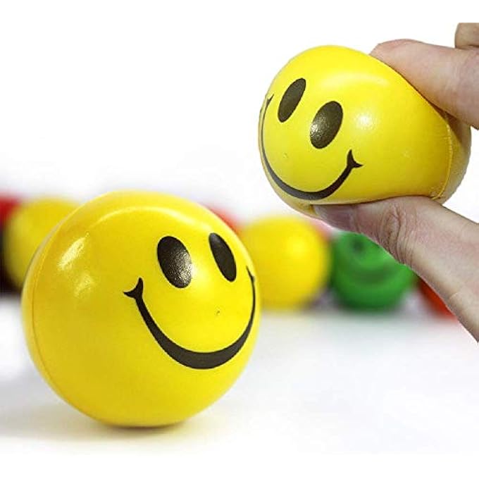 Magrido Stress Reliever Smile Ball/Cute Face Soft Squeeze Sponge Ball for Kids/Smiley Soft Ball for Baby, Girls, Kids, Adults / Hand Exercise Smiley Ball - Yellow (Pack of 3) - Image 4