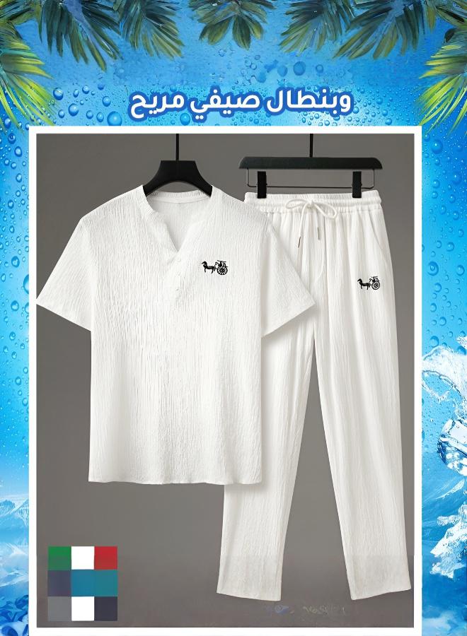 Loose Embroidered Shirt and Pants Set - Image 2