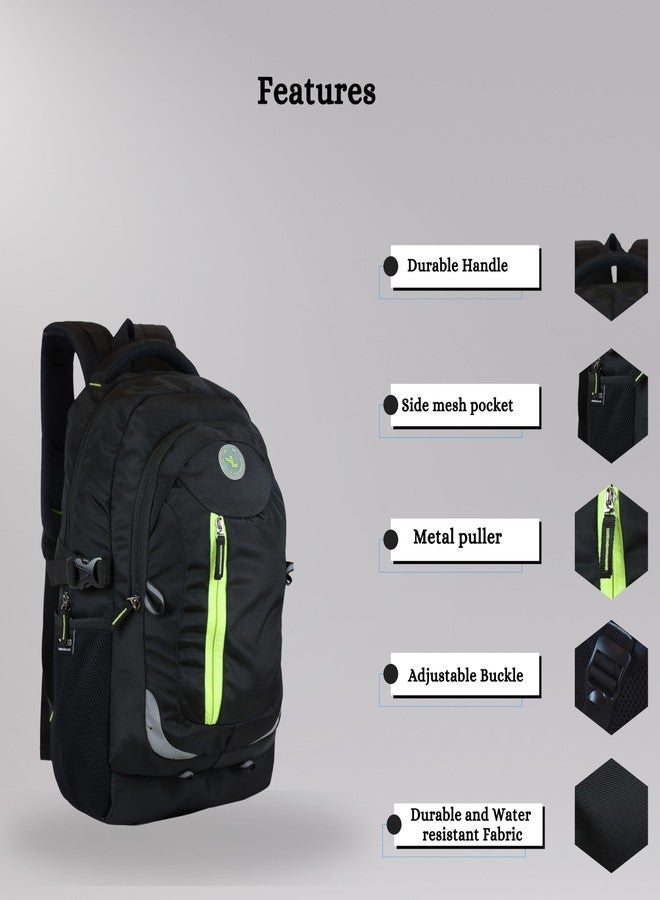 Ligo 18 Inch Fluoro Zip Laptop Bag 30 Liter Bags for Mens and Women organizer bag, 1 Side Botle Holder, Front Organizer, and Rain Cover bag for men (Black) - Image 4
