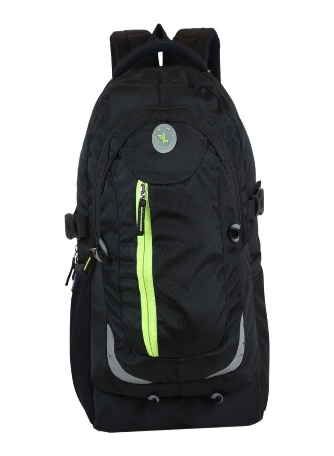 Ligo 18 Inch Fluoro Zip Laptop Bag 30 Liter Bags for Mens and Women organizer bag, 1 Side Botle Holder, Front Organizer, and Rain Cover bag for men (Black) - Image 1