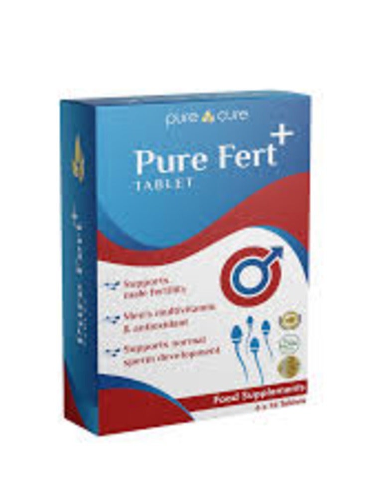 PURE CURE Pure Fert+, Male Fertility Support Supplement, 60 Tablets, Multivitamin & Antioxidant for Men's Reproductive Health - Image 1